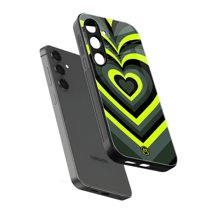 y2k emerald green hearts back phone cover | glass case for samsung galaxy s23