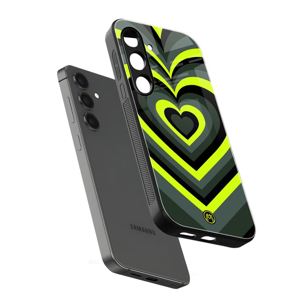 y2k emerald green hearts back phone cover | glass case for samsung galaxy s23 plus