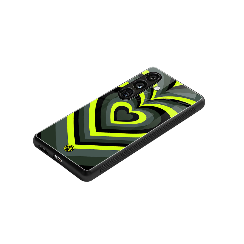 y2k emerald green hearts back phone cover | glass case for samsung galaxy s25 plus