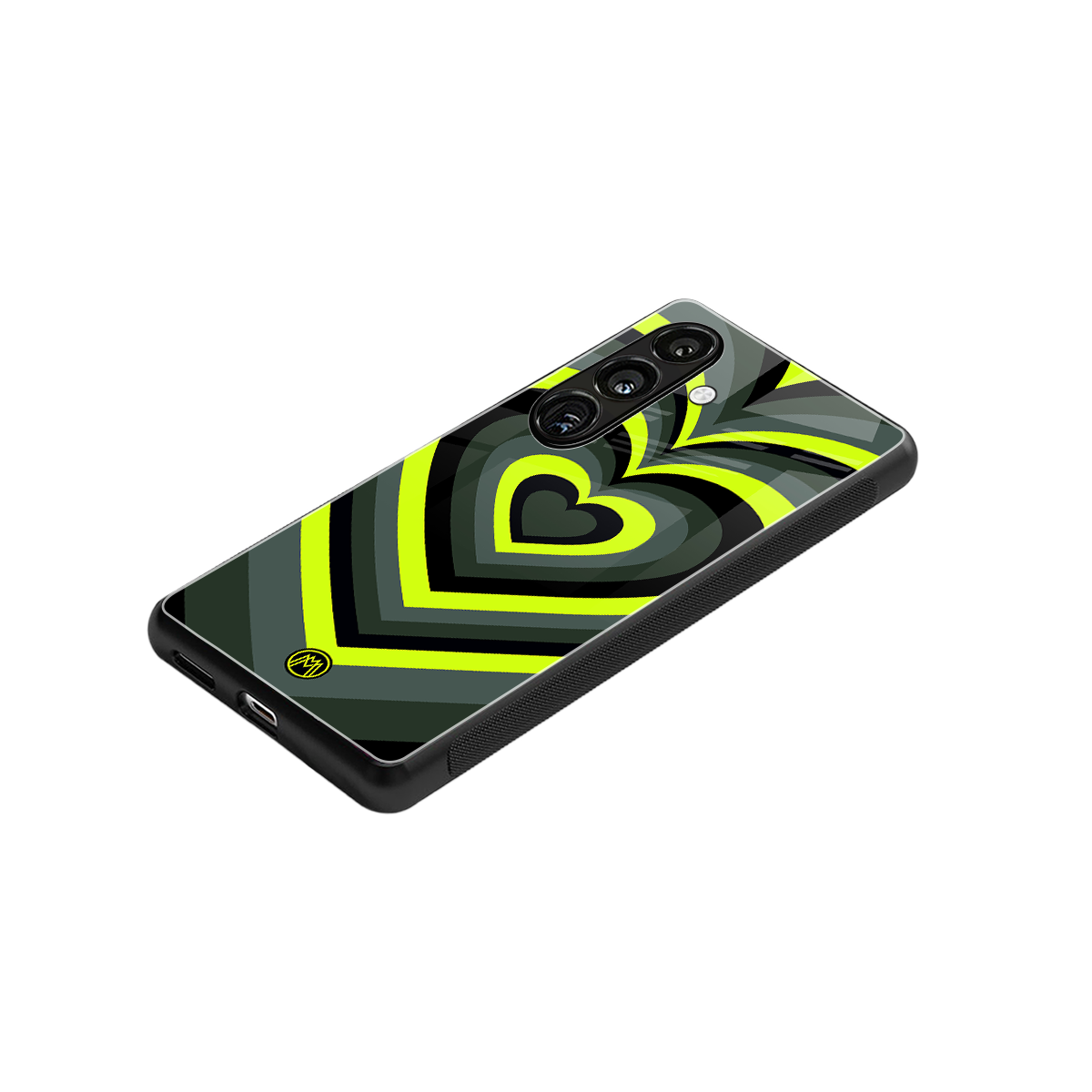 y2k emerald green hearts back phone cover | glass case for samsung galaxy s24 fe