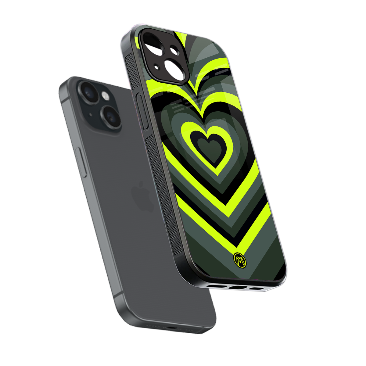 y2k emerald green hearts back phone cover | glass case for iphone 15