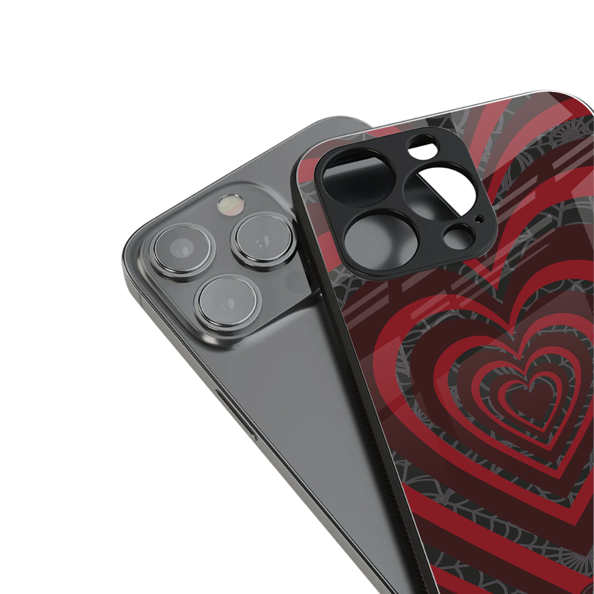 y2k hearts x spider back phone cover | glass case for iphone 13 pro