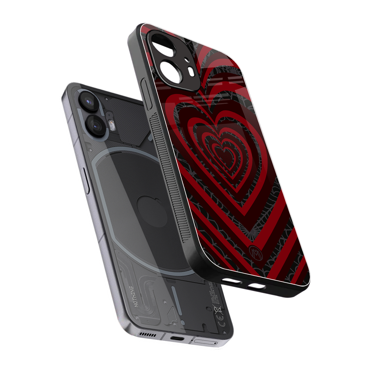 y2k hearts x spider back phone cover | glass case for nothing phone 2