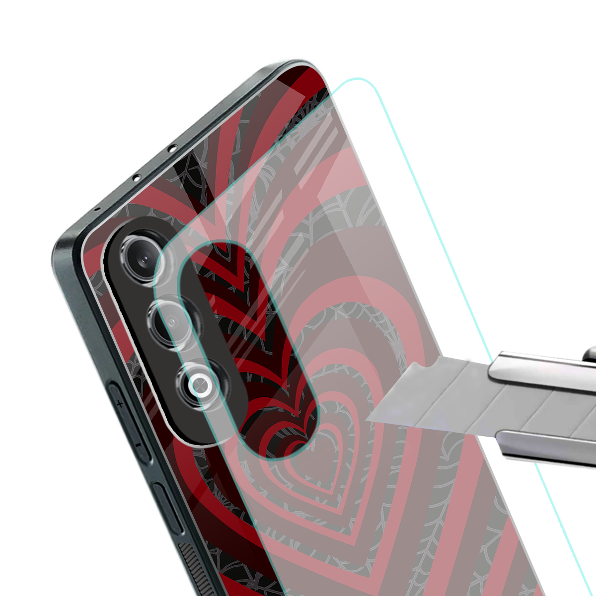 y2k hearts x spider back phone cover | glass case for oneplus nord ce 4
