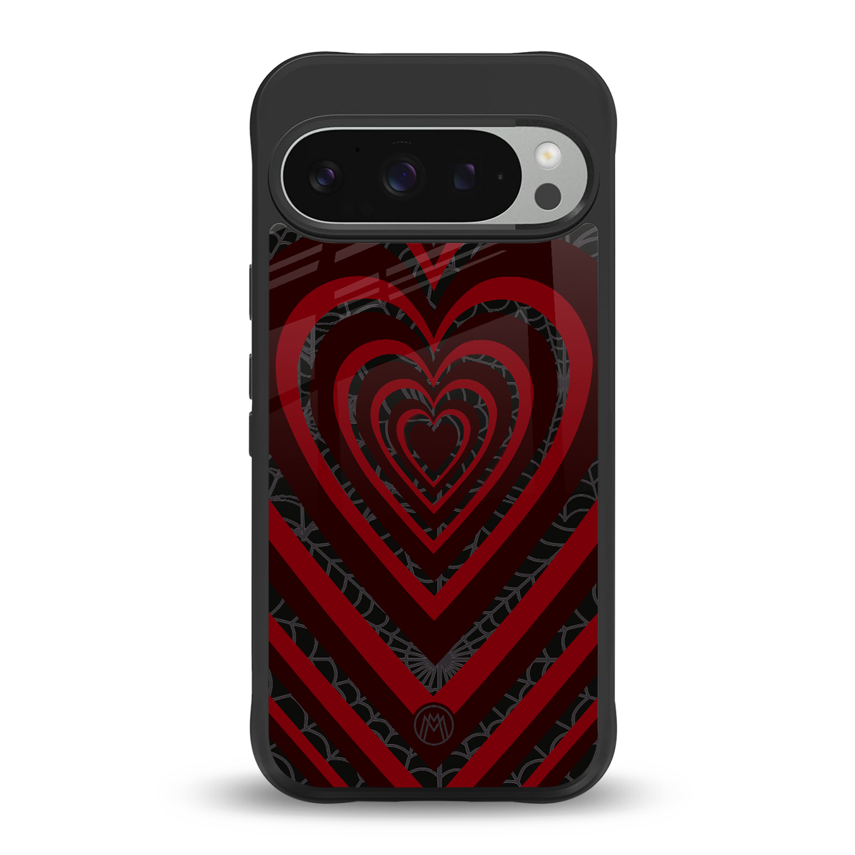 y2k hearts x spider back phone cover | glass case for google pixel 9 pro xl