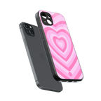 y2k pink hearts aesthetic back phone cover | glass case for iphone 15 plus