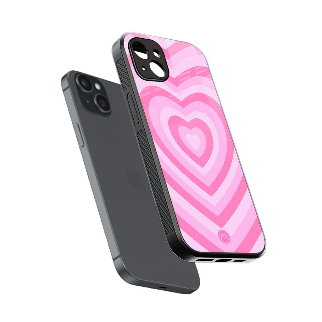y2k pink hearts aesthetic back phone cover | glass case for iphone 14 plus