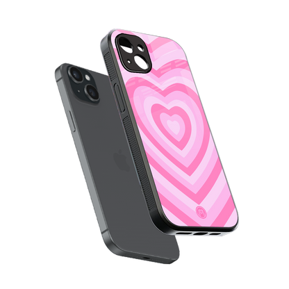 y2k pink hearts aesthetic back phone cover | glass case for iphone 14 plus