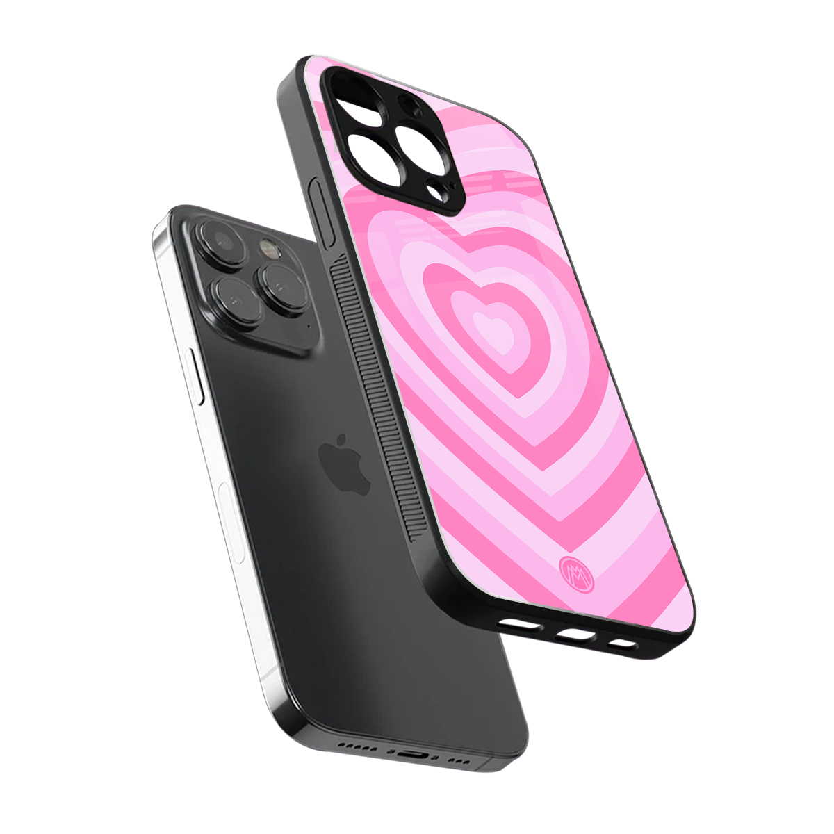 y2k pink hearts aesthetic back phone cover | glass case for iphone 15 pro max