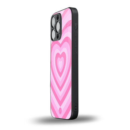 y2k pink hearts aesthetic back phone cover | glass case for iphone 14 pro max