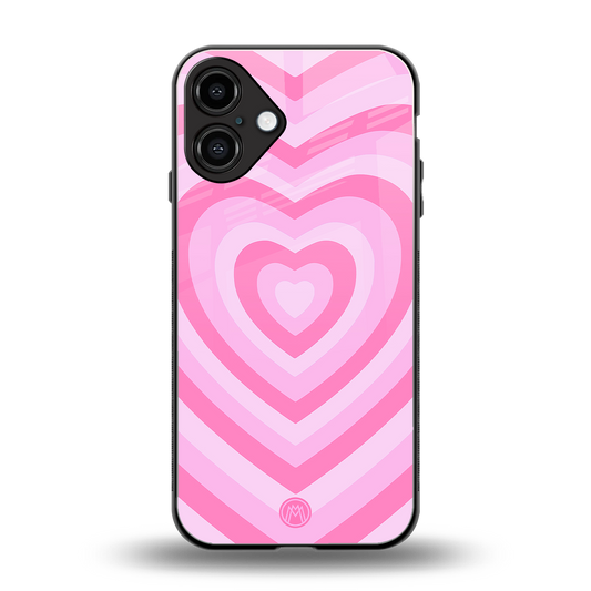 y2k pink hearts aesthetic back phone cover | glass case for iphone 16 plus