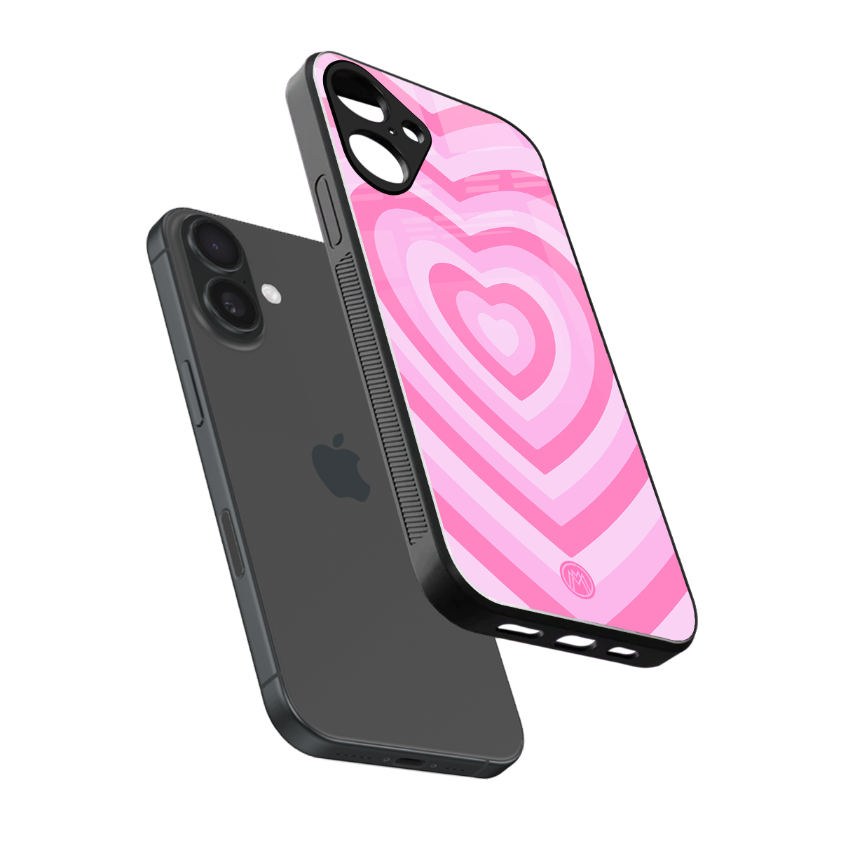 y2k pink hearts aesthetic back phone cover | glass case for iphone 16 plus