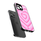 y2k pink hearts aesthetic back phone cover | glass case for iphone 16 pro max