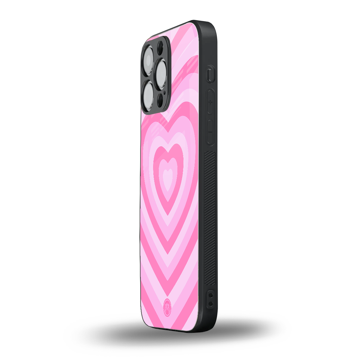 y2k pink hearts aesthetic back phone cover | glass case for iphone 16 pro max