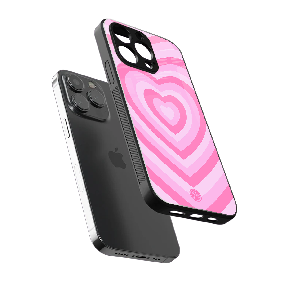 y2k pink hearts aesthetic back phone cover | glass case for iphone 16 pro