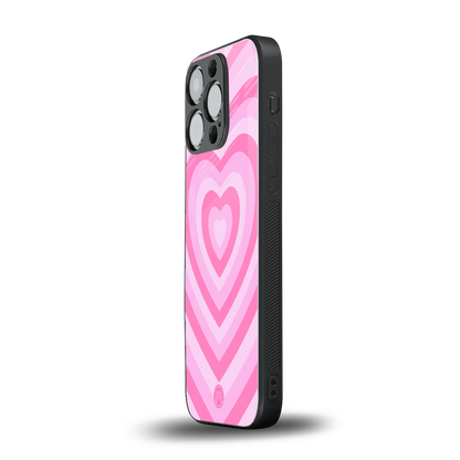 y2k pink hearts aesthetic back phone cover | glass case for iphone 16 pro