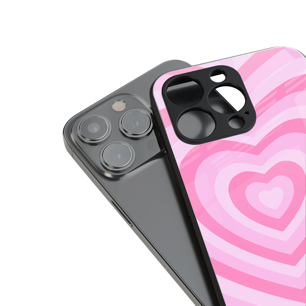 y2k pink hearts aesthetic back phone cover | glass case for iphone 14 pro max