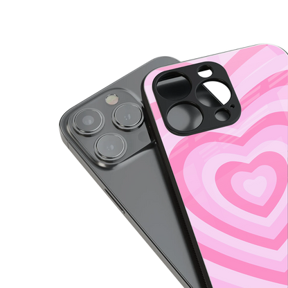 y2k pink hearts aesthetic back phone cover | glass case for iphone 16 pro