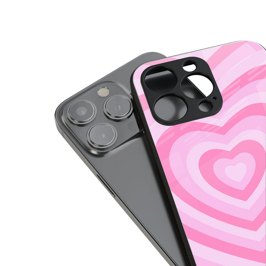 y2k pink hearts aesthetic back phone cover | glass case for iphone 14 plus