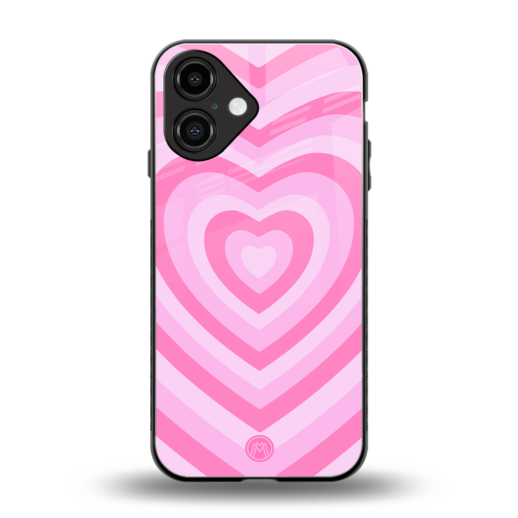 y2k pink hearts aesthetic back phone cover | glass case for iphone 16