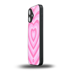 y2k pink hearts aesthetic back phone cover | glass case for iphone 16
