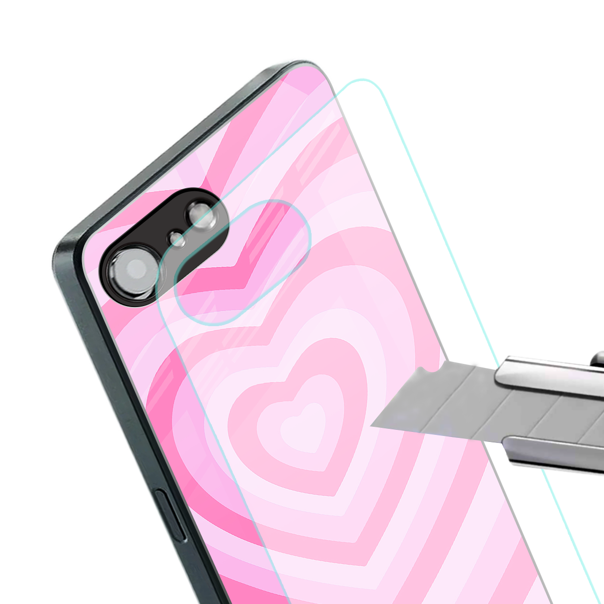 y2k pink hearts aesthetic back phone cover | glass case for iphone 16e