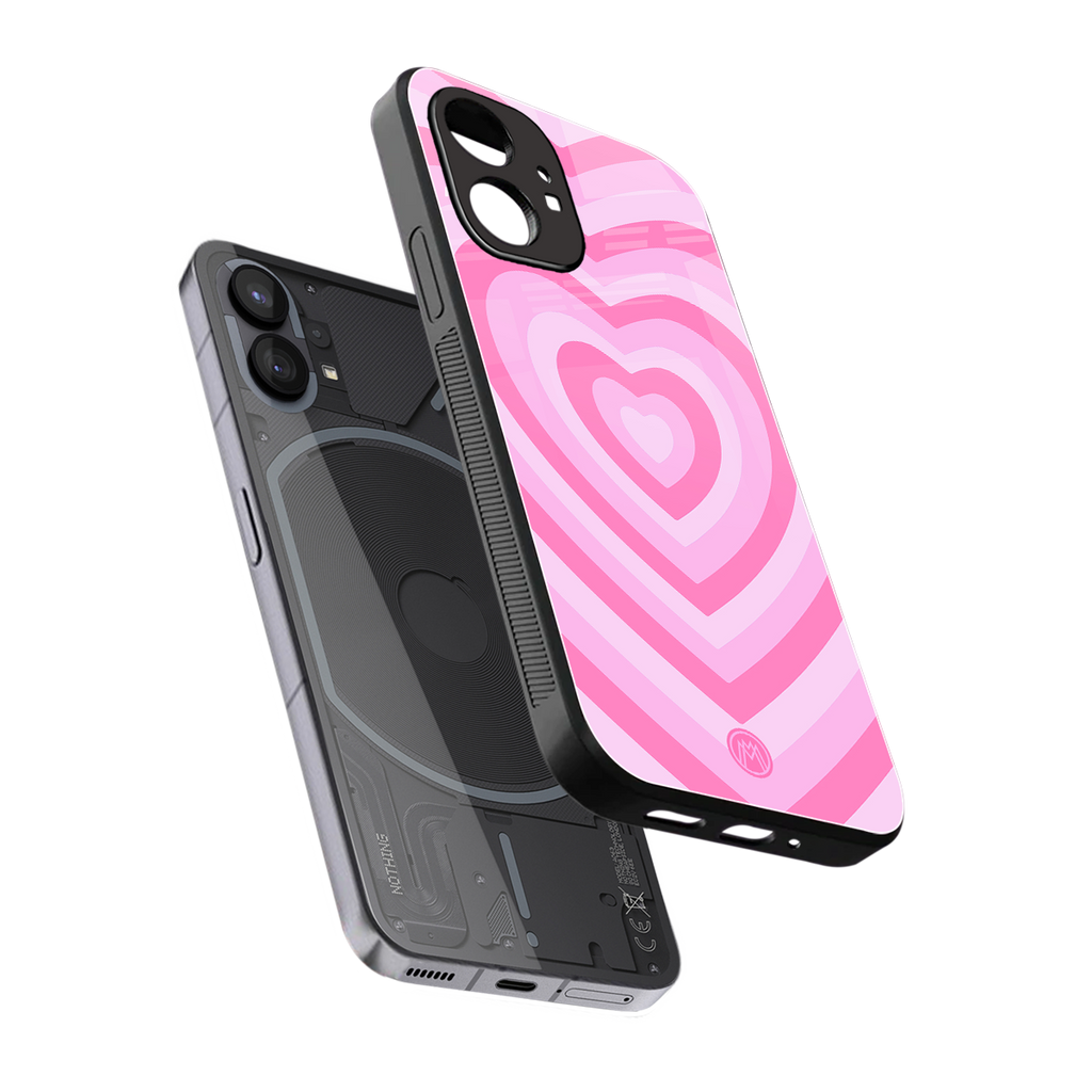 y2k pink hearts aesthetic back phone cover | glass case for nothing phone 1