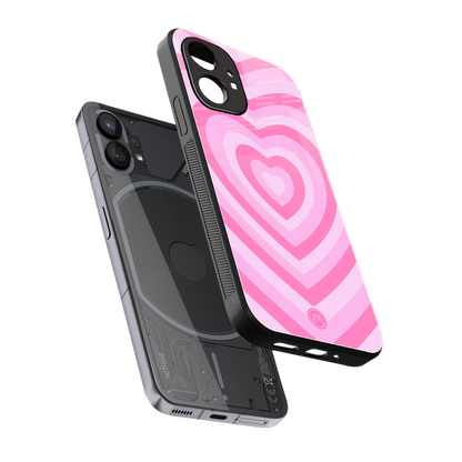 y2k pink hearts aesthetic back phone cover | glass case for nothing phone 1