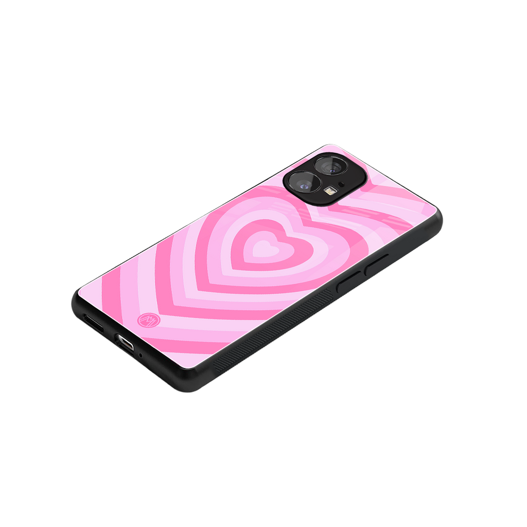y2k pink hearts aesthetic back phone cover | glass case for nothing phone 1