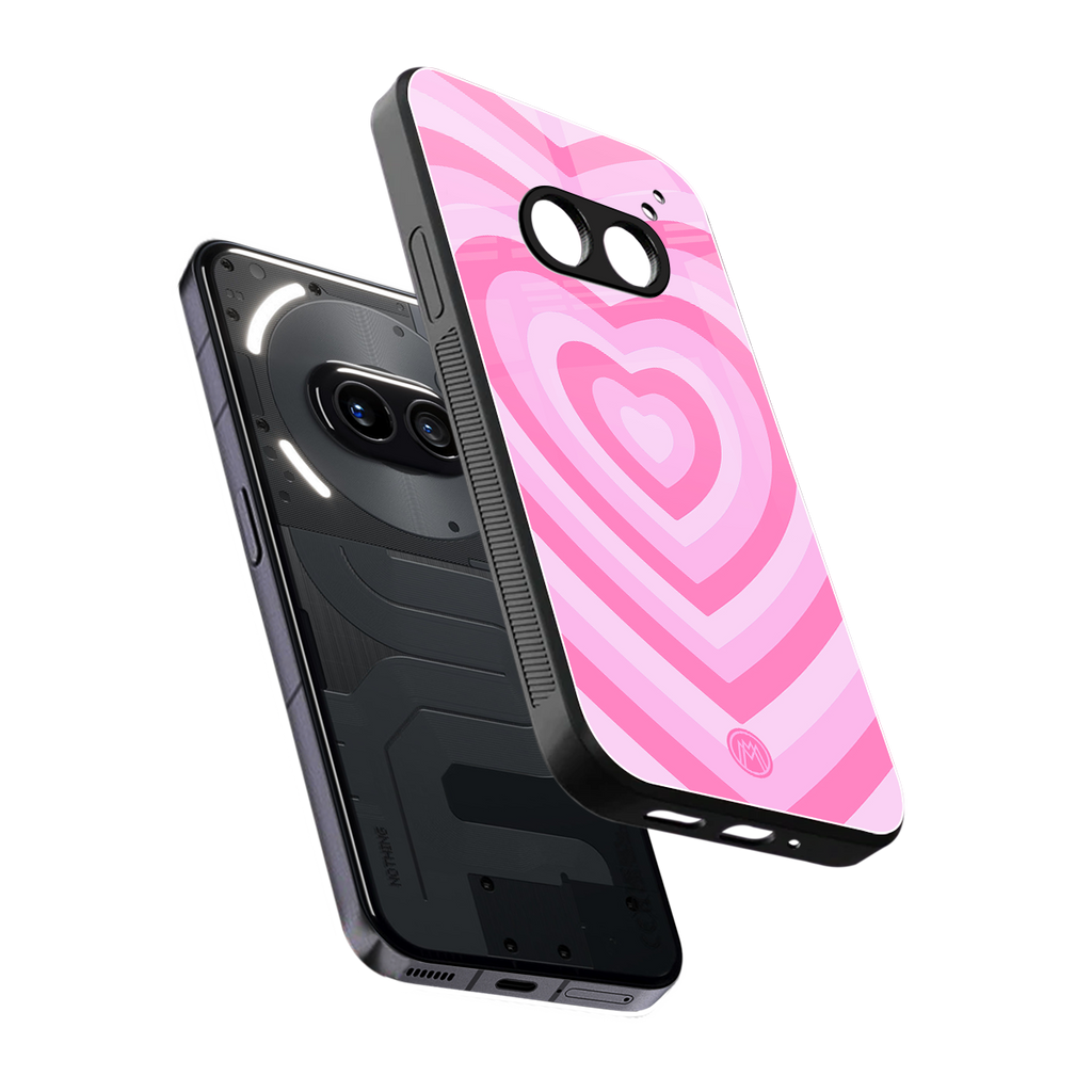 y2k pink hearts aesthetic back phone cover | glass case for nothing phone 2a