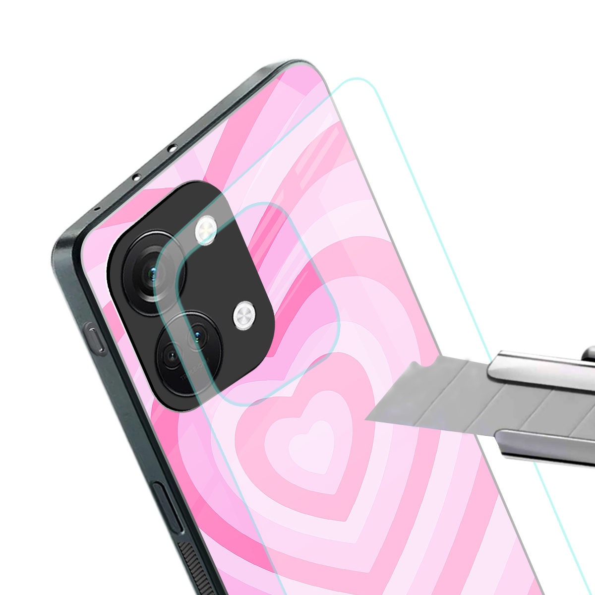 y2k pink hearts aesthetic back phone cover | glass case for oneplus nord 3