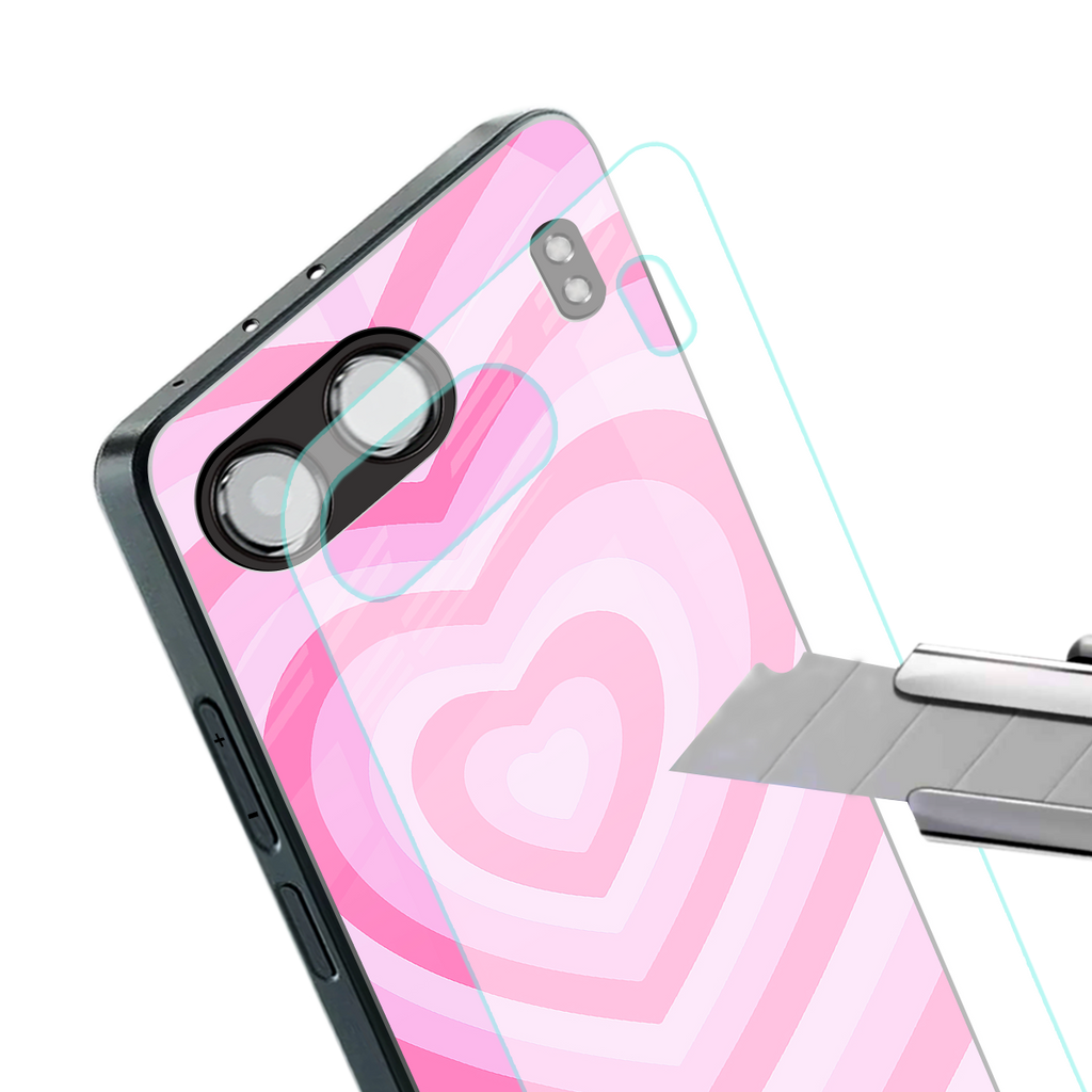 y2k pink hearts aesthetic back phone cover | glass case for oneplus nord 4
