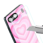y2k pink hearts aesthetic back phone cover | glass case for oneplus nord 4
