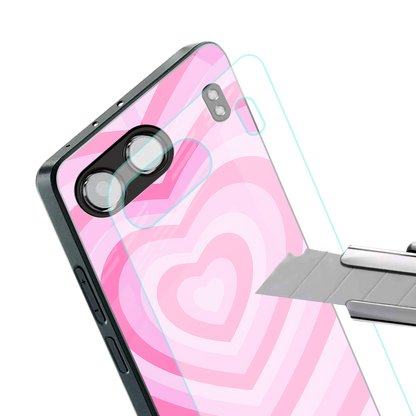 y2k pink hearts aesthetic back phone cover | glass case for oneplus nord 4