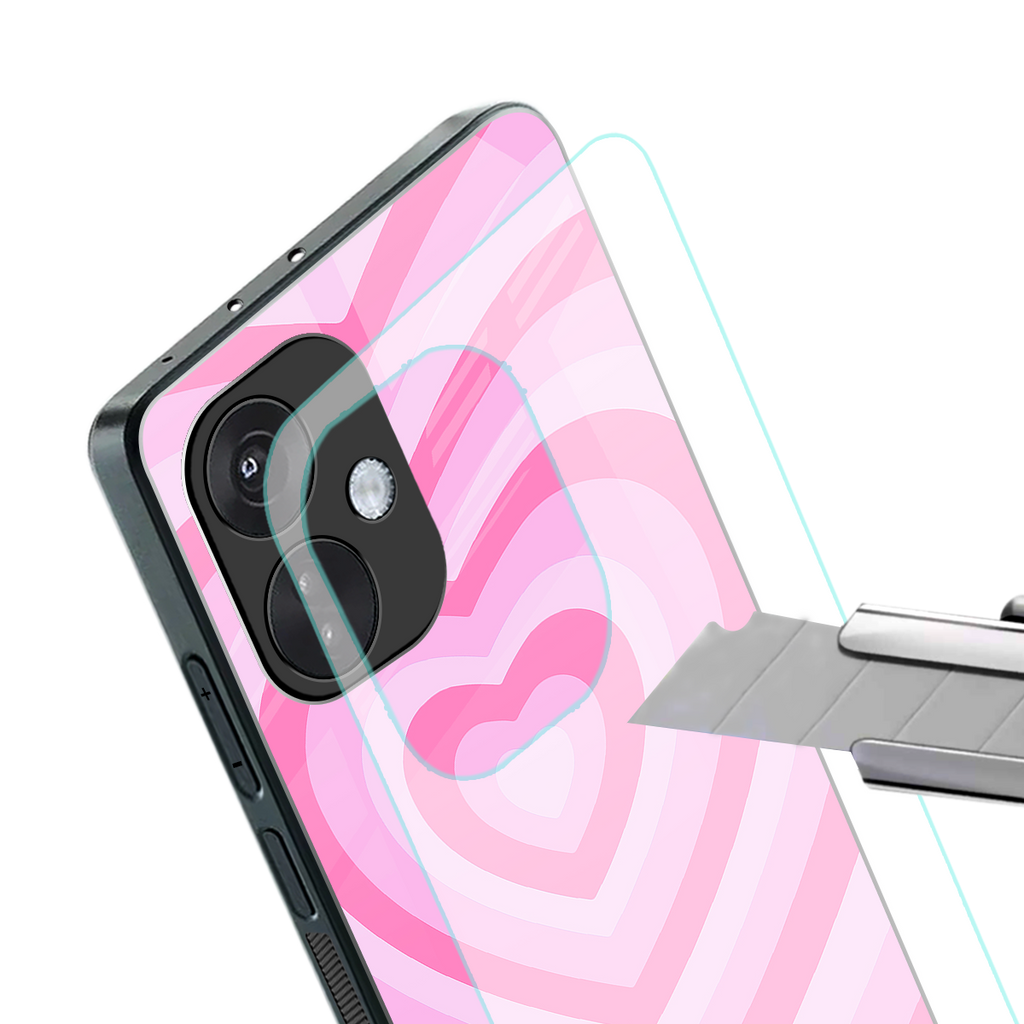 y2k pink hearts aesthetic back phone cover | glass case for oneplus nord ce 3