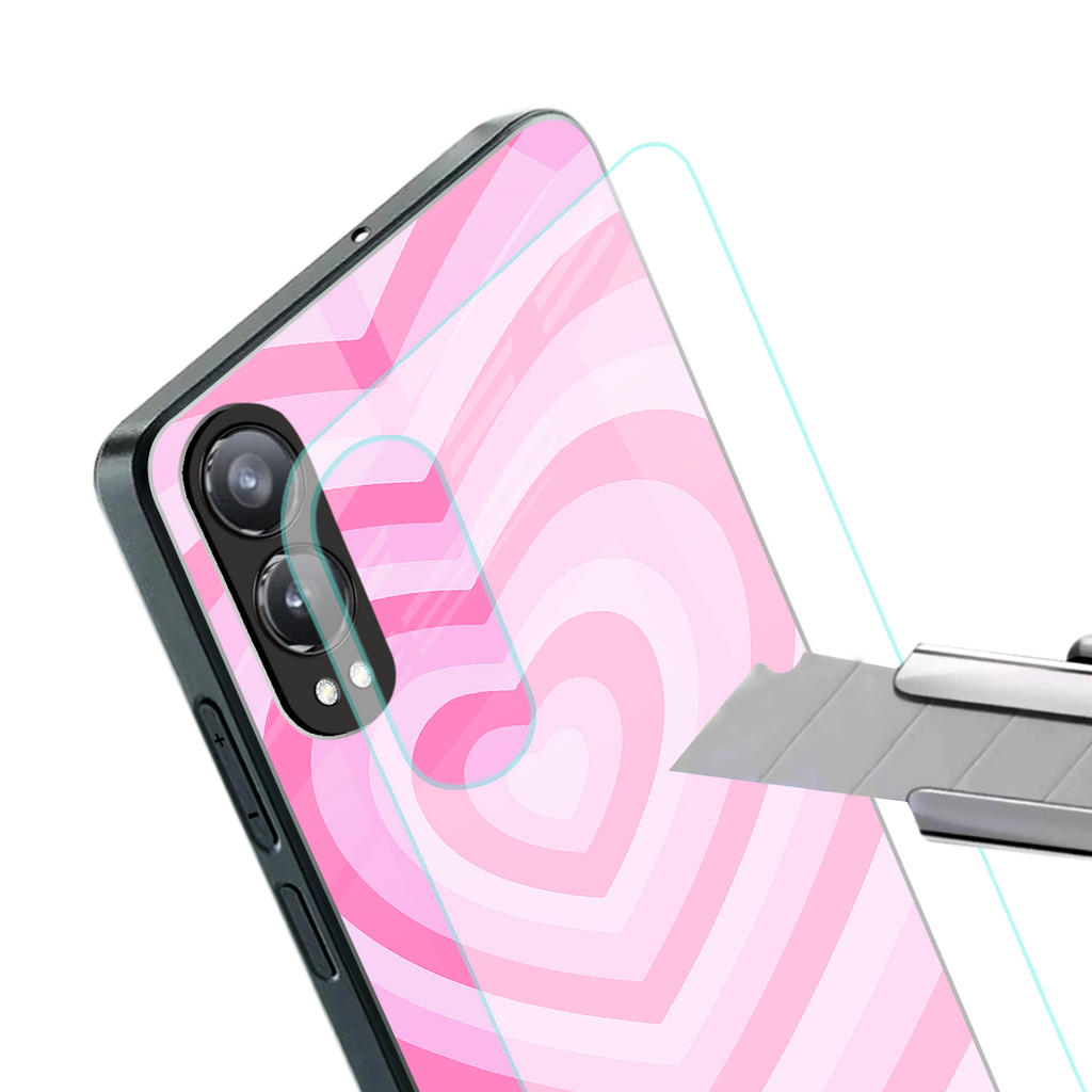 y2k pink hearts aesthetic back phone cover | glass case for oneplus nord ce 4 lite