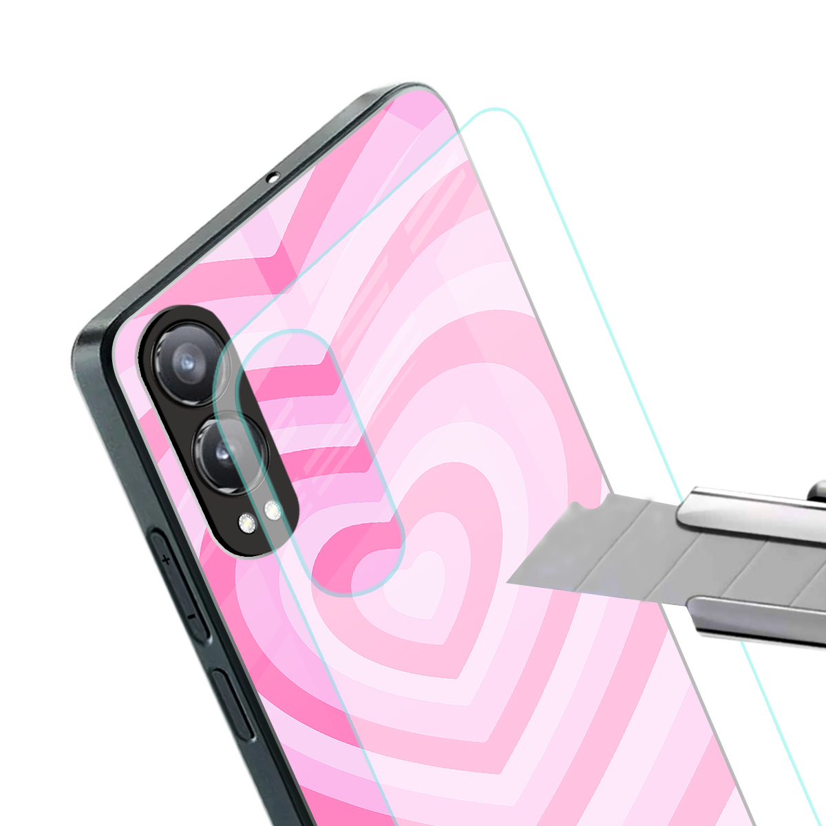 y2k pink hearts aesthetic back phone cover | glass case for oneplus nord ce 4 lite