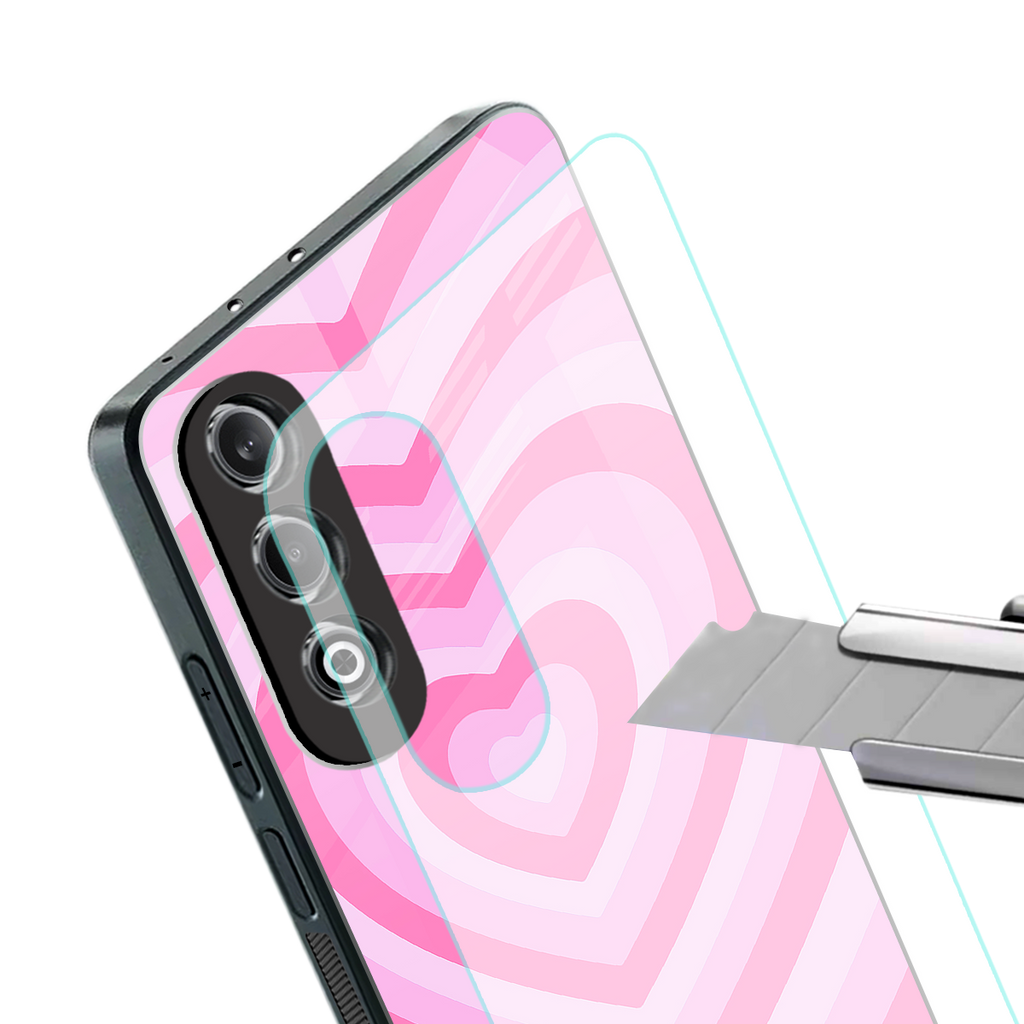 y2k pink hearts aesthetic back phone cover | glass case for oneplus nord ce 4
