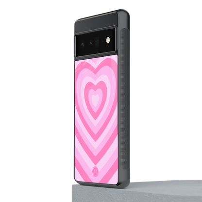 y2k pink hearts aesthetic back phone cover | glass case for google pixel 6 pro