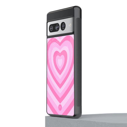 y2k pink hearts aesthetic back phone cover | glass case for google pixel 7 pro