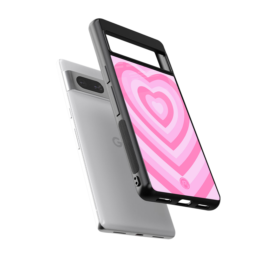 y2k pink hearts aesthetic back phone cover | glass case for Google Pixel 7