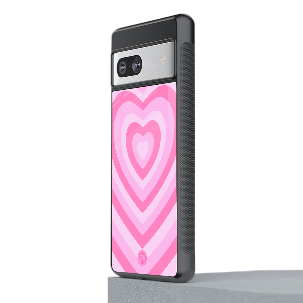 y2k pink hearts aesthetic back phone cover | glass case for Google Pixel 7