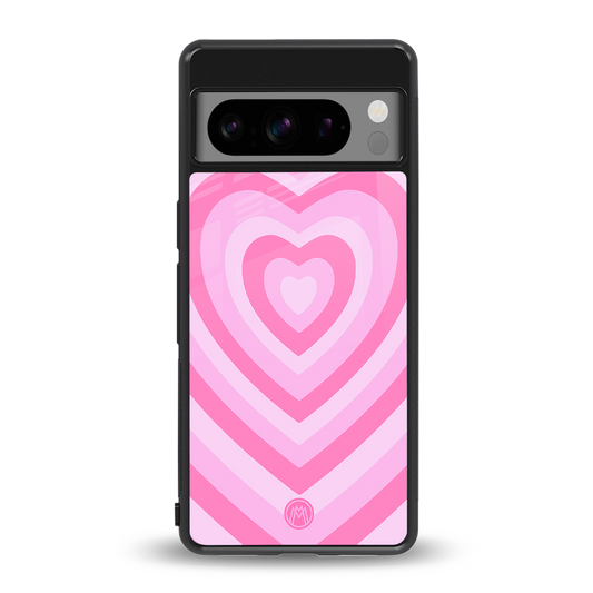 y2k pink hearts aesthetic back phone cover | glass case for google pixel 8 pro