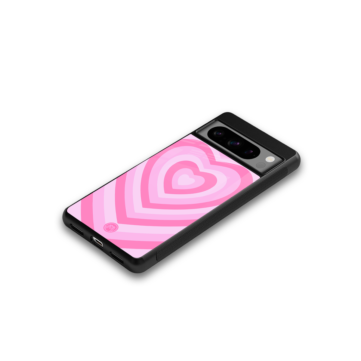 y2k pink hearts aesthetic back phone cover | glass case for google pixel 8 pro