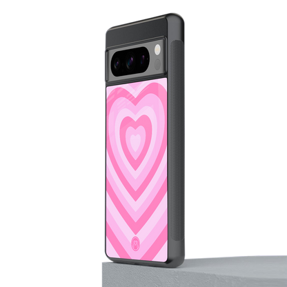 y2k pink hearts aesthetic back phone cover | glass case for google pixel 8 pro