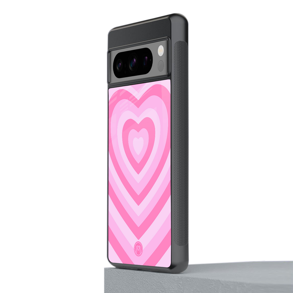 y2k pink hearts aesthetic back phone cover | glass case for google pixel 8 pro