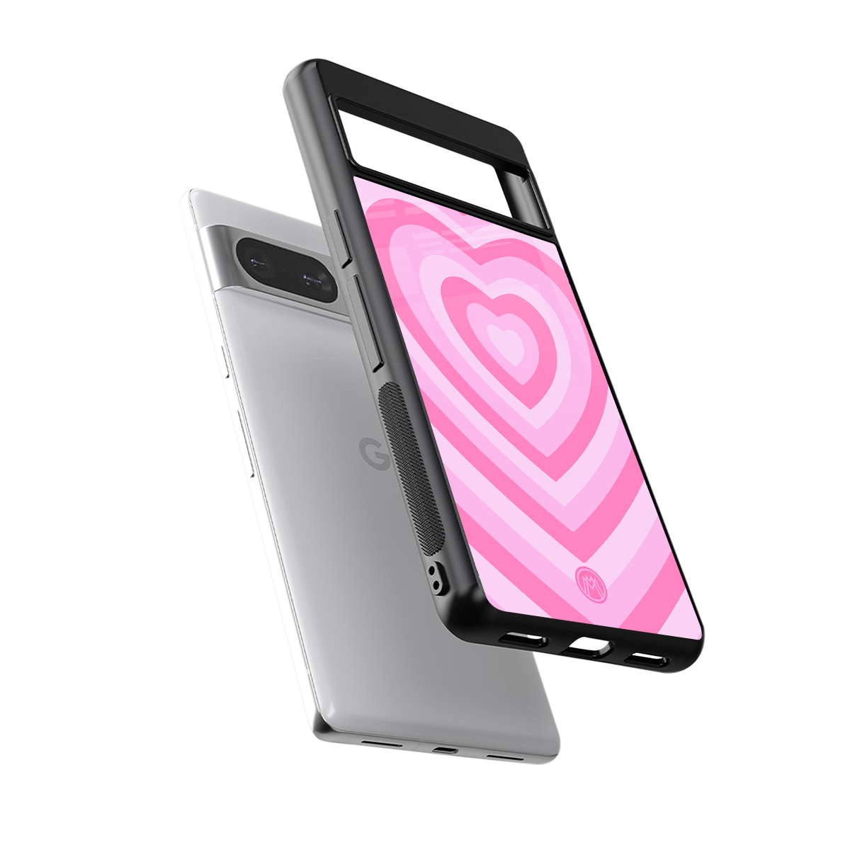 y2k pink hearts aesthetic back phone cover | glass case for Google Pixel 8