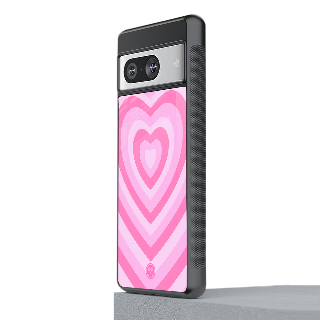 y2k pink hearts aesthetic back phone cover | glass case for Google Pixel 8