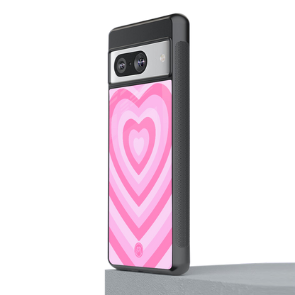 y2k pink hearts aesthetic back phone cover | glass case for Google Pixel 8