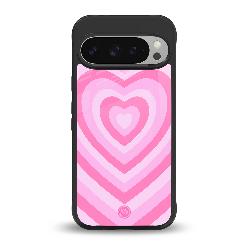 y2k pink hearts aesthetic back phone cover | glass case for google pixel 9 pro